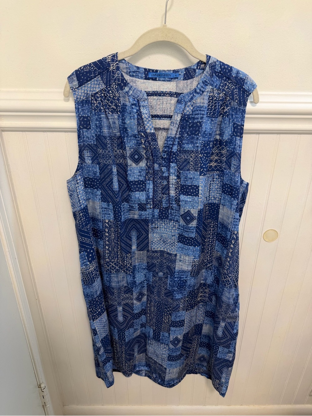 J. McLaughlin Blue Patchwork Sleeveless Dress